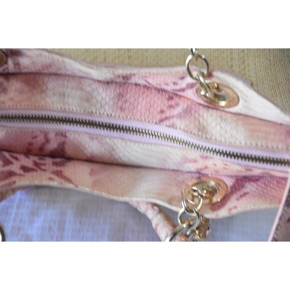 Elaine Turner Straw Purse With Snake Print Leather Bamboo Toggle Detail Handbag - Picture 5 of 8